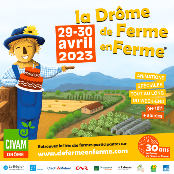 Afiche de Ferme en Ferme 2023 dans la Drôme