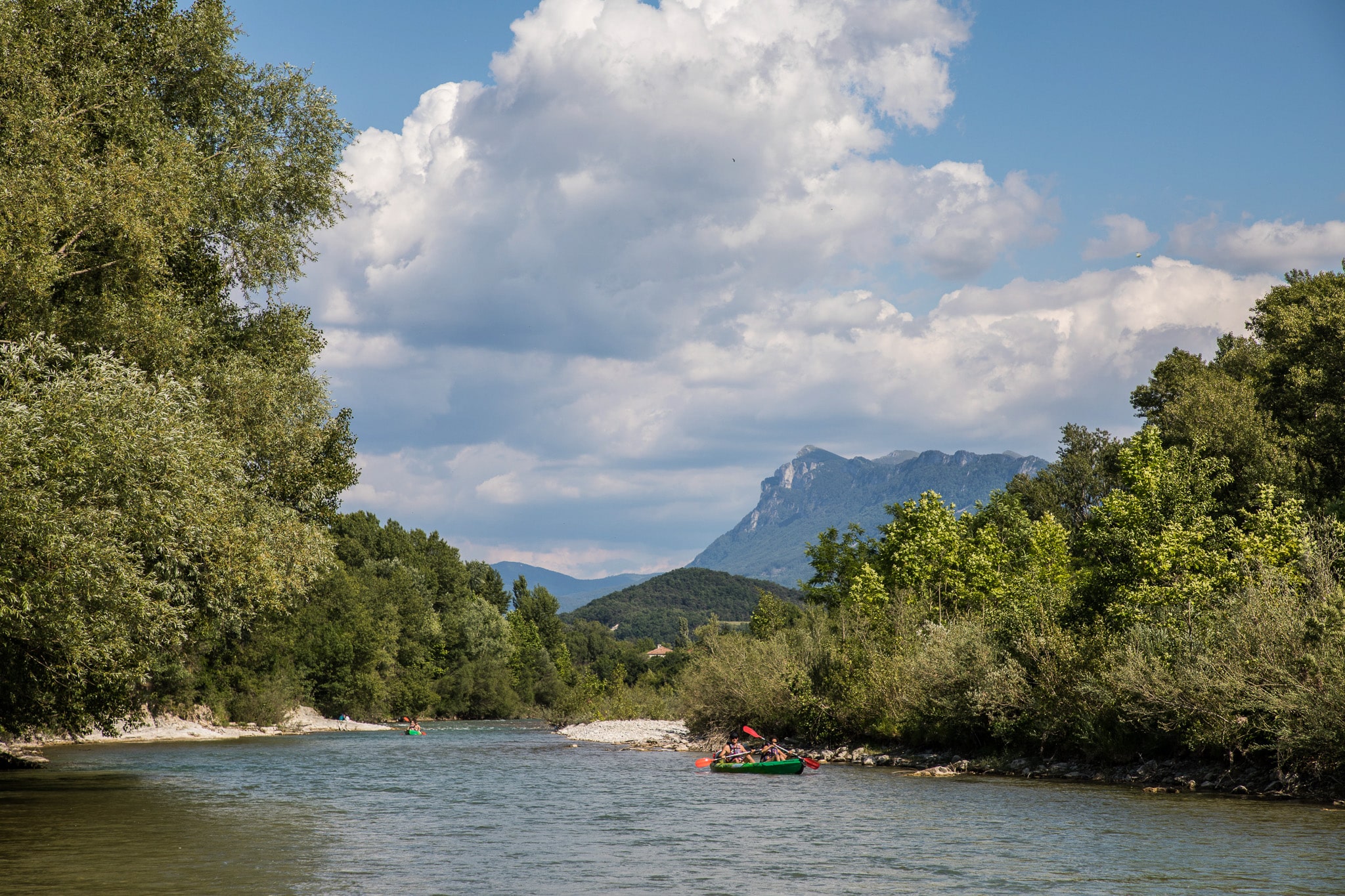 Rivière Drôme avec un canöé