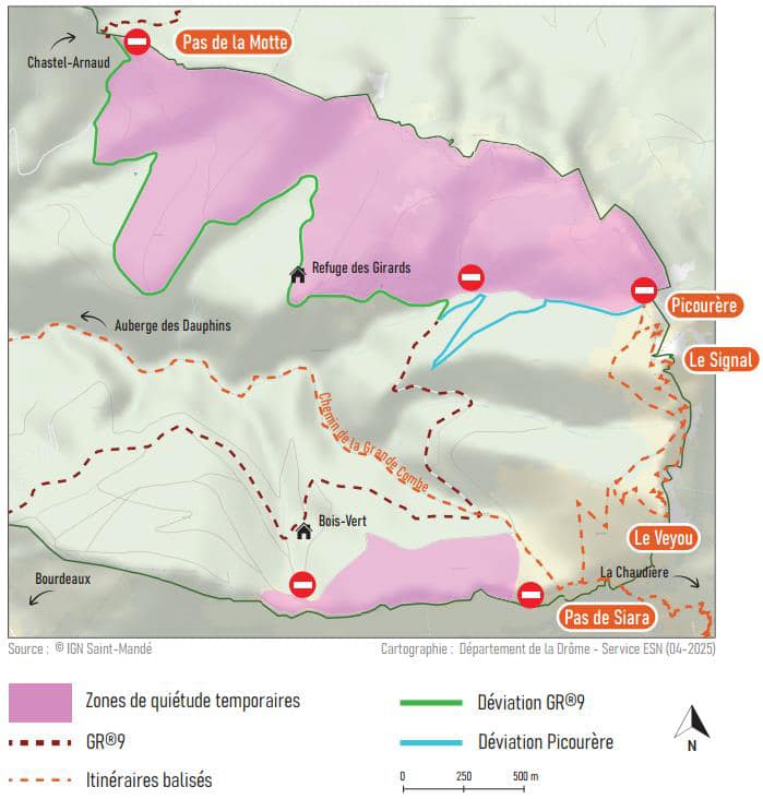 Carte zones de quiétude Forêt de Saoû