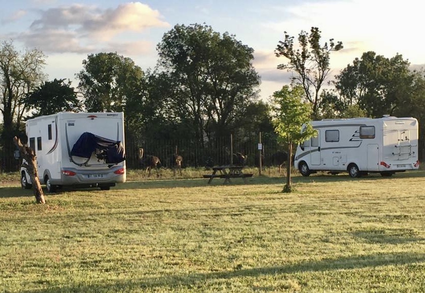 Aire d’accueil camping-cars à la Ferme de l’Autruche Drômoise
